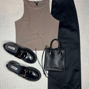 Abercrombie & Fitch Black Satin Midi Skirt